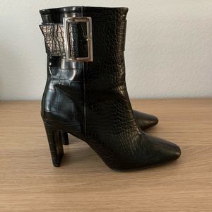 Black Croc Leather Boots 8